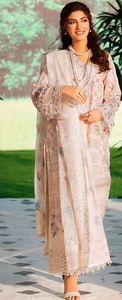 Collection d'été, coton pur, lourdement brodé avec du tulle, dupatta lourd, tissu pour robe pakistanaise - Product Image 4