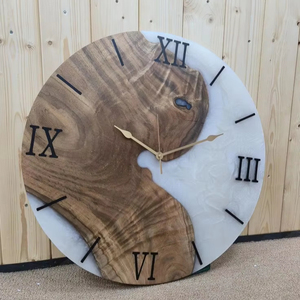 Horloge murale époxy en résine vivante de meilleure qualité Horloge murale époxy en résine bois fabriquée à la main pour salon cuisine utilisation vente en gros directe - Product Image 1