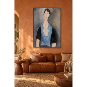 Impresión en lienzo de Fida Modigliani: Mujer joven con blusa azul - Product Image 5
