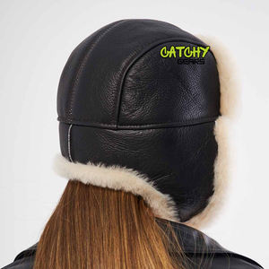   Chapeau d'aviateur en fausse fourrure d'hiver avec rabats d'oreilles, chapeau de vol chaud en cuir pour hommes et femmes - Product Image 4