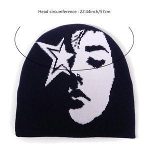 หมวกบีนนี่ถักลายหัวกะโหลกสำหรับหน้าหนาว Y2k หมวกบีนนี่ถักโลโก้ได้ตามต้องการสำหรับทุกเพศ - Product Image 2