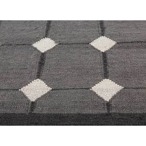 Tapis en laine tissée plate Alhambra gris et noir, style kilim géométrique pour la décoration du salon, tapis rectangulaire en jute - ADWL-13163 - Product Image 3