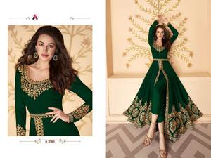 Collection de vêtements ethniques indiens et pakistanais pour femmes Costume lourd Georgette Salwar avec fournisseur de travaux de broderie d'Inde - Product Image 4