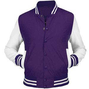 Veste de baseball universitaire pour hommes en gros, toile enduite à manches en cuir brodée avec logo personnalisé de style formel pour le printemps - Product Image 2