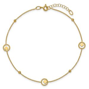 สร้อยข้อเท้าประดับลูกปัดทรงเรขาคณิต 14K แบบขัดเงา/เจียระไนของเลสลี ขนาด 9 นิ้ว พร้อมส่วนต่อขยาย 1 นิ้ว เครื่องประดับชั้นดี - Product Image 4