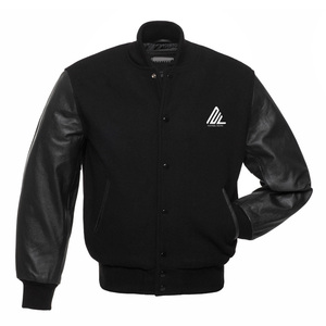 2025 taux de gros Logo personnalisé Polyester/coton manches broderie haute rue unisexe collège Baseball noir bleu clair varsité - Product Image 5