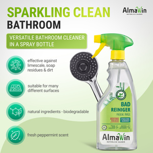 AlmaWin Nettoyant Salle de Bain Personnalisé 2-en-1 500ml Menthe Fraîche Efficace Contre le Calcaire, les Résidus de Savon et la Saleté Détergent Organique - Product Image 2