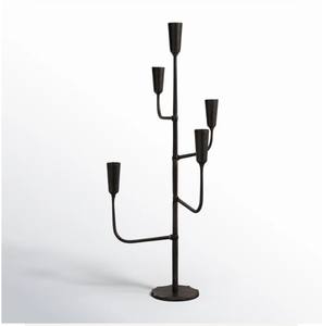 Portavelas de Metal dorado único, soporte minimalista elegante hecho a mano para mesa de comedor, centro de mesa de boda y acento de decoración del hogar - Product Image 2