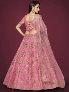 ชุดแต่งกายเจ้าสาว lehenga choli ดีไซน์พิเศษสีชมพูแบบแต่งสำเร็จสำหรับอินเดียและปากีสถาน - Product Image 4