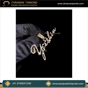 Collier pendentif avec lettre initiale cursive personnalisée en or massif 10 carats, style hip-hop tendance, charmes en diamant moissanite pour unisexe - Product Image 4