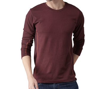 Camiseta de Manga Larga para Hombre, Diseño Personalizado del Fabricante, Patrón Sólido, Algodón Transpirable, Sin Etiqueta, Hecho a Medida en Fábrica - Product Image 1