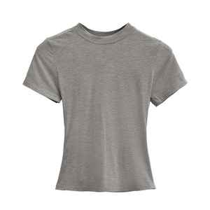 Haute qualité Sexy Slim à manches courtes T-Shirt décontracté pour les femmes mode tendance solide Jersey brodé Logo taille Plus respirant - Product Image 4