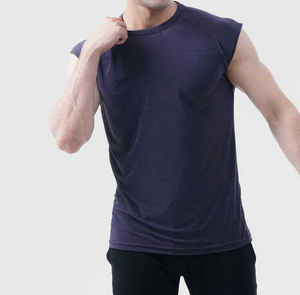 T-shirt de sport à col rond pour homme, coupe ajustée, sans couture, sans manches, vêtements de sport, t-shirt sans manches pour homme - Product Image 2