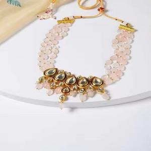 Collier Kundan de haute qualité, minimaliste, bijoux traditionnels indiens, travail Meenakari au dos, toutes les couleurs peuvent être personnalisées - Product Image 1