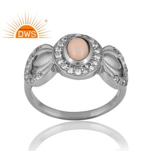 แหวนโอปอลและบุษราคัมสีขาวโอปอลจากเอธิโอเปียเงินธรรมชาติดีไซน์ดีที่สุดสำหรับผู้หญิงออกแบบตามต้องการ - Product Image 1