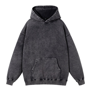 Nouveau Design Acide Lavé 100% Coton À Capuche Vintage Surdimensionné Polaire avec Impression En Relief Stone Washed Style Prix De Gros - Product Image 3