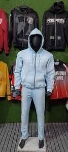 Chándales de lana con capucha de algodón 100% personalizados para hombre superventas, ropa de invierno deportiva de moda de alta calidad, conjunto de patrón sólido - Product Image 3