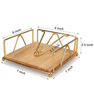 Porte-serviettes en métal en fer avec design carré Logo personnalisé Accessoire de table de restaurant-Prix direct d'usine Décors finis dorés - Product Image 6