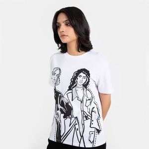 Gran oferta, camiseta blanca 100% de algodón con estampado de pantalla grande para mujer, camiseta de gran tamaño con logotipo personalizado, ropa de calle, camiseta informal para niñas - Product Image 2