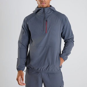 Usine personnalisée 100% polyester couleur unie hommes coupe-vent survêtements pour le sport - Product Image 2