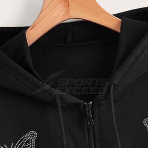 Sweat à capuche personnalisé en couleur unie avec strass, en tissu polaire, durable, décontracté, respirant et écologique pour hommes - Product Image 3