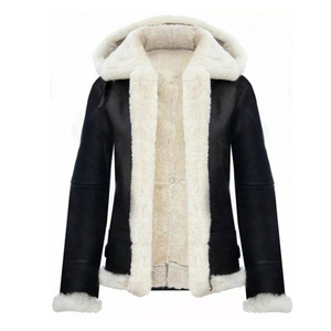 Nouveaux blousons d'aviateur en cuir d'hiver pour hommes avec doublure en fourrure brodée techniques pour temps froid - Product Image 1