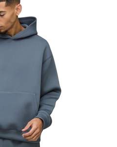 Ensemble de survêtement pour homme en molleton de coton gris anthracite avec capuche et pantalon de jogging, streetwear décontracté d'hiver - Product Image 2