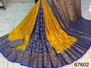 ส่าหรีผ้าไหมบริสุทธิ์ที่มีการทอผ้า Paithani Pallu ที่อุดมไปด้วย3D ดีไซน์แบบดั้งเดิมที่สวยงามทั้งหมด - Product Image 5