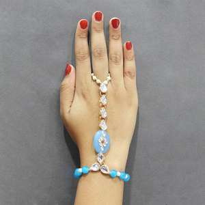 Tip Top Fashions White Kundan Stone Gold Plated Hand Harness-1502326L <b>Fine</b> <b>Brooches</b> - Product Image 1