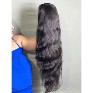 Indian Virgin Raw <b>Human</b> <b>Hair</b> <b>Wig</b> with 4x4 Lace Closure Wavy Texture Bleached Knots Available Lengths 12 32 34 36 38 Inches - Product Image 5