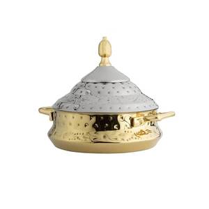 Standard Quality Luxury Stainless Steel Gold & Silver Casseroles <b>With</b> <b>Lid</b> Handmade Food Warmer & Server Metal Hotpot - Product Image 2