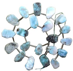 Piedras preciosas naturales Larimar azules, 21 piezas, forma irregular, fabricación de joyería hecha a mano - Product Image 1