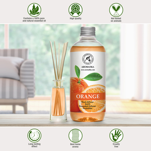 Recharge pour diffuseur d'arômes naturels Aromatika à l'orange, 500 ml, liquide, parfum d'ambiance longue durée, huile pour diffuseur à bâtonnets pour la maison et le bureau - Product Image 3