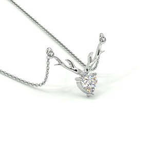 Collier Cœur de Cerf en Argent 925 avec Diamant, Plaqué Platine, Or Rose et Rhodium, Chaînes Tendance pour Cadeau de Fiançailles pour la Personne Chérie - Product Image 2