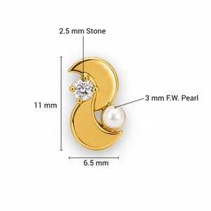 ต่างหูทองคำแท้ 14k รูปพระจันทร์เสี้ยวประดับมุกน้ำจืด สไตล์โรแมนติกสำหรับผู้หญิง เครื่องประดับคุณภาพสูง ขายส่ง - Product Image 6