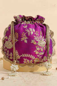 Sac Potli artisanal pour femmes, broderie ethnique, polyester écologique, emballage cadeau, sac à main en gros - Product Image 4