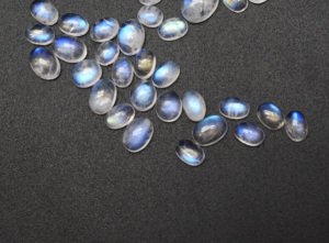 Cabujones de piedras preciosas calibradas ovaladas de piedra lunar arcoíris Natural parte posterior plana 5X3mm a 30X20mm tamaños piedra lunar azul - Product Image 5