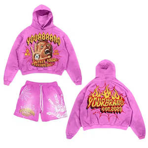 Haute qualité personnalisable été décontracté unisexe respirant séchage rapide sweats à capuche ensembles de shorts avec sérigraphie pour Logo - Product Image 3