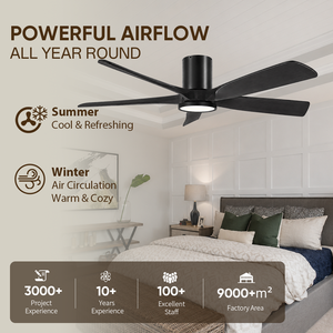 Ventilateur de plafond encastré de 60 pouces avec lumière, 5 pales en bois massif, moteur DC silencieux, télécommande, pour salon - En stock aux États-Unis - Product Image 2