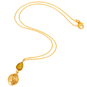 Yellow Chalcedony Gemstone Pendant Necklace Sterling Silver Indian Gold Plated Designer Necklace Jewelry Wholesale - Product Image 3
