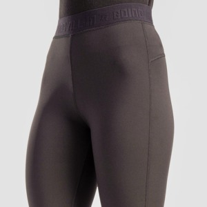 All in Ladies Casual High-Waist Breathable Seamless Knitted Spandex and Nylon Leggings with Logo Pattern Charcoal Color - Product Image 6