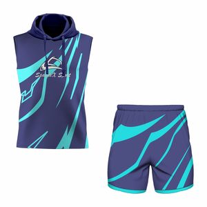 Ensemble short et sweat à capuche sans manches pour homme, haute qualité, décontracté, sportif, 100% polyester polaire respirant, grandes tailles, été, personnalisable - Product Image 5