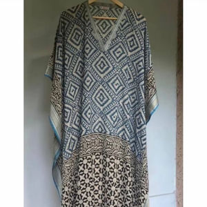 Caftán de algodón corto con estampado de bloque indio, ropa de playa, ropa de noche, albornoz de caftán, vestido bohemio para mujer, vestido de túnicas de playa - Product Image 1