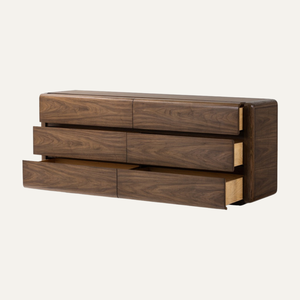 Kiky Home Furniture Solid Wood Minimalist Handmade <b>6</b>-<b>Drawer</b> Eco-Friendly <b>Dresser</b> for Bedroom - Product Image 3