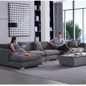 Sofá Seccional en Forma de L de Tela Chenille, Estilo Nórdico Moderno y Simple, para Sala de Estar, Desmontable y Lavable, Novedad Global - Product Image 4