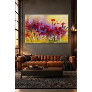 Impression sur toile de coquelicots rouges sur fond jaune clair de Fida - Product Image 1