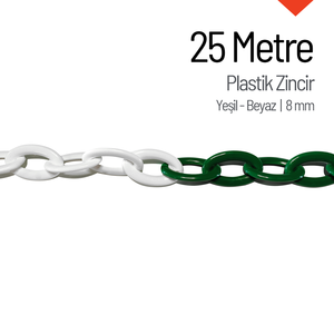 Chaîne en plastique vert-blanc de 25 m, 8 mm, produit d'avertissement routier - Product Image 3