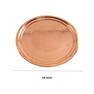 Bandeja de Servir de Cobre Martillado Hecha a Mano, Aroma, 14 Pulgadas |   Bandeja Decorativa de Cobre de Diseño Tradicional |   Calidad Premium - Product Image 3