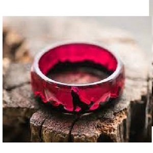 Bague d'index vintage rétro en résine pour femmes, strass colorés, version large carrée tridimensionnelle - Product Image 4