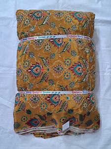 Top Rated Pure Crepe Leaf and flower Embroidered Breathable Eco-Friendly Fabric Position Print Natural Textile Designer - Product Image 4